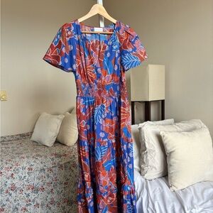 Sugarlips Vibrant Blue and Red Floral Maxi Dress